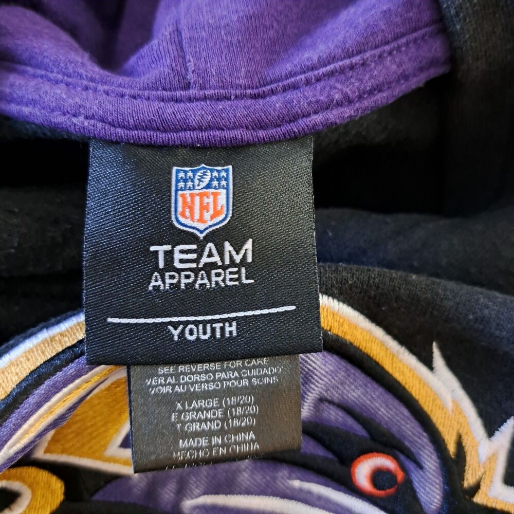 Baltimore Ravens Hoodie Sweatshirt Youth XL 18/20 black  NFL Football Pullover - Picture 4 of 7